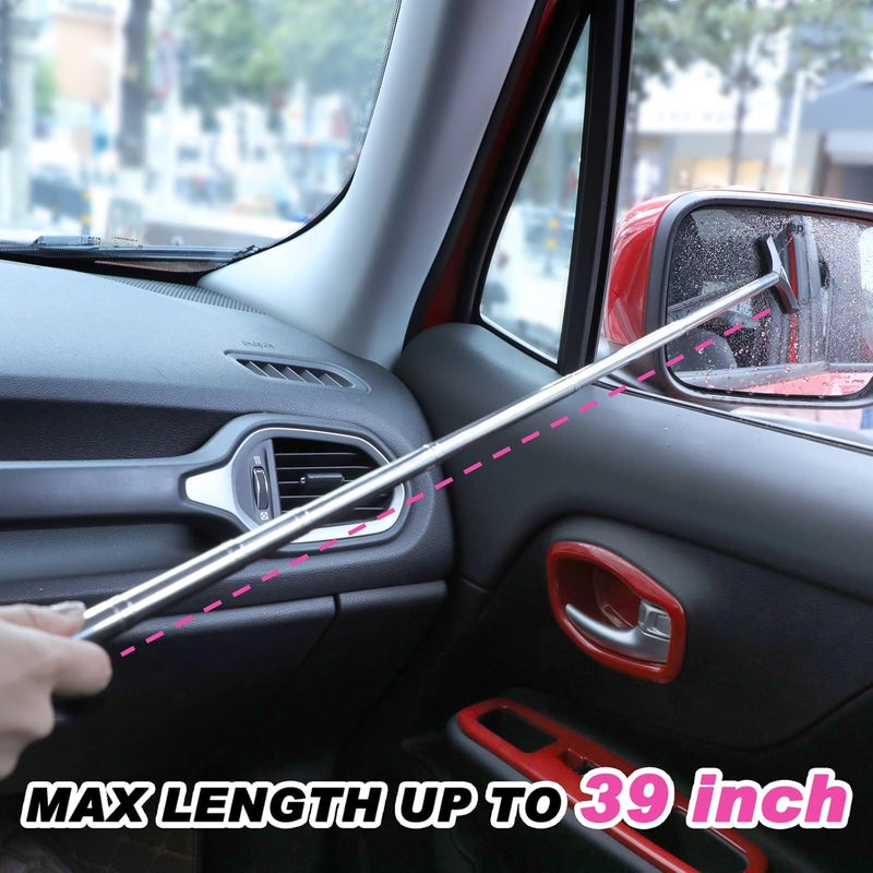 GUBCUB Side Mirror Squeegee, 2 PCS Car Mirror Squeegee, Retractable Car Rearview Mirror Wiper for All Vehicles, Universal Automotive Accessories(Black/Pink) - Image 5